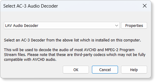 Selecting an AC-3 Audio Decoder